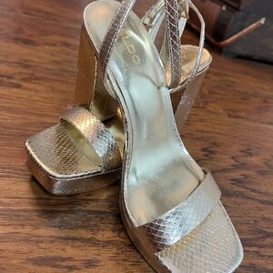 Aldo Gold Sandals with Strappy Design